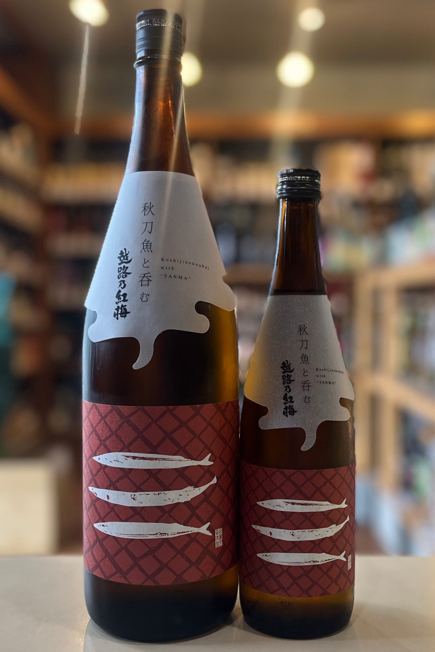 秋刀魚と呑む越路乃紅梅 無濾過原酒