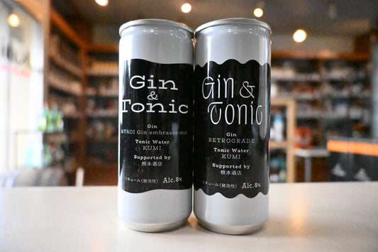 GIN & TONIC ジントニック缶 MYAOI GIN / RETOROGRADE & KUMI by 根本商店