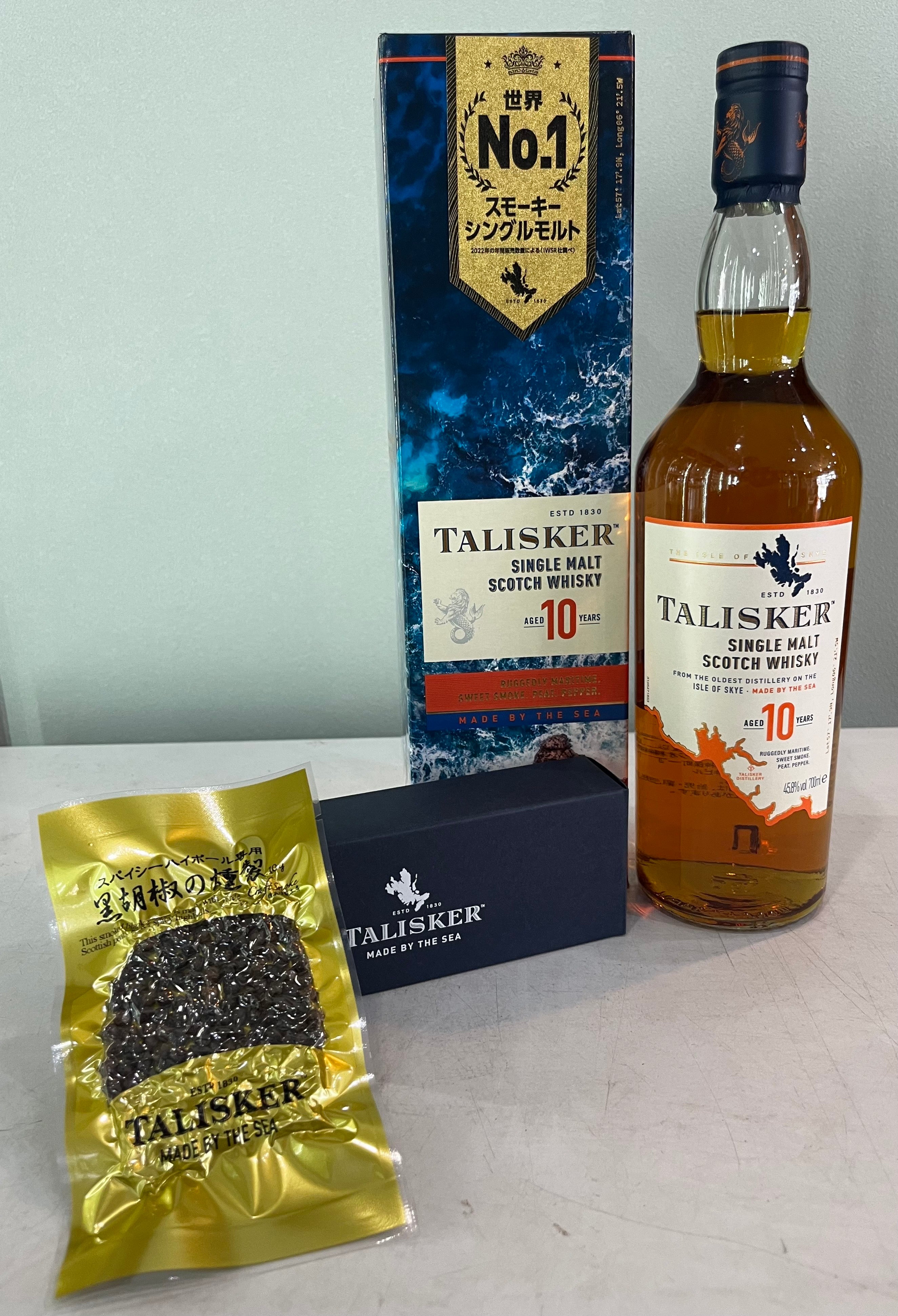 数量限定】※黒胡椒セット タリスカー 10年 TALISKER AGED 10YEARS ペッパーミル・黒胡椒の燻製のセット – 北海道根本商店