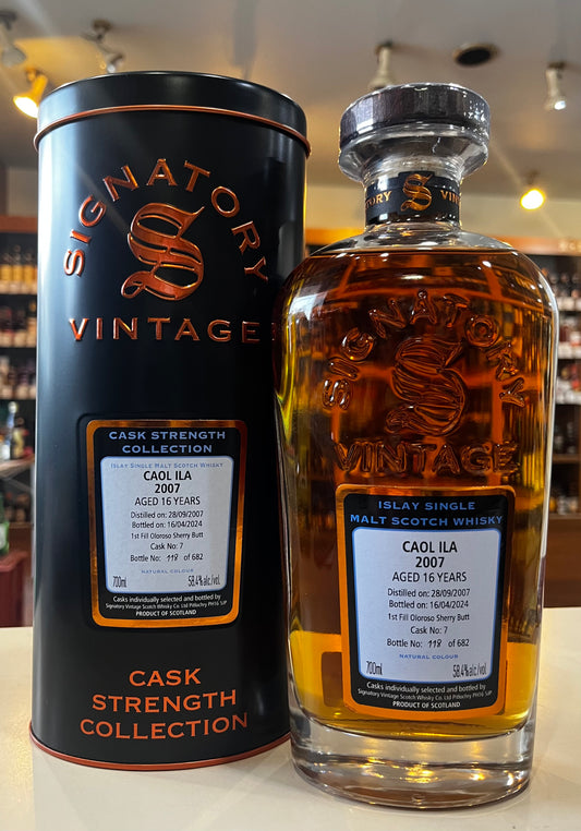 シグナトリー・ヴィンテージ カスクストレングスコレクション　カリラ 2007 16年 #7  58.4%　SIGNATORY VINTAGE CASK STRENGTH COLLECTION CAOL ILA 2007 AGED 16 YEARS