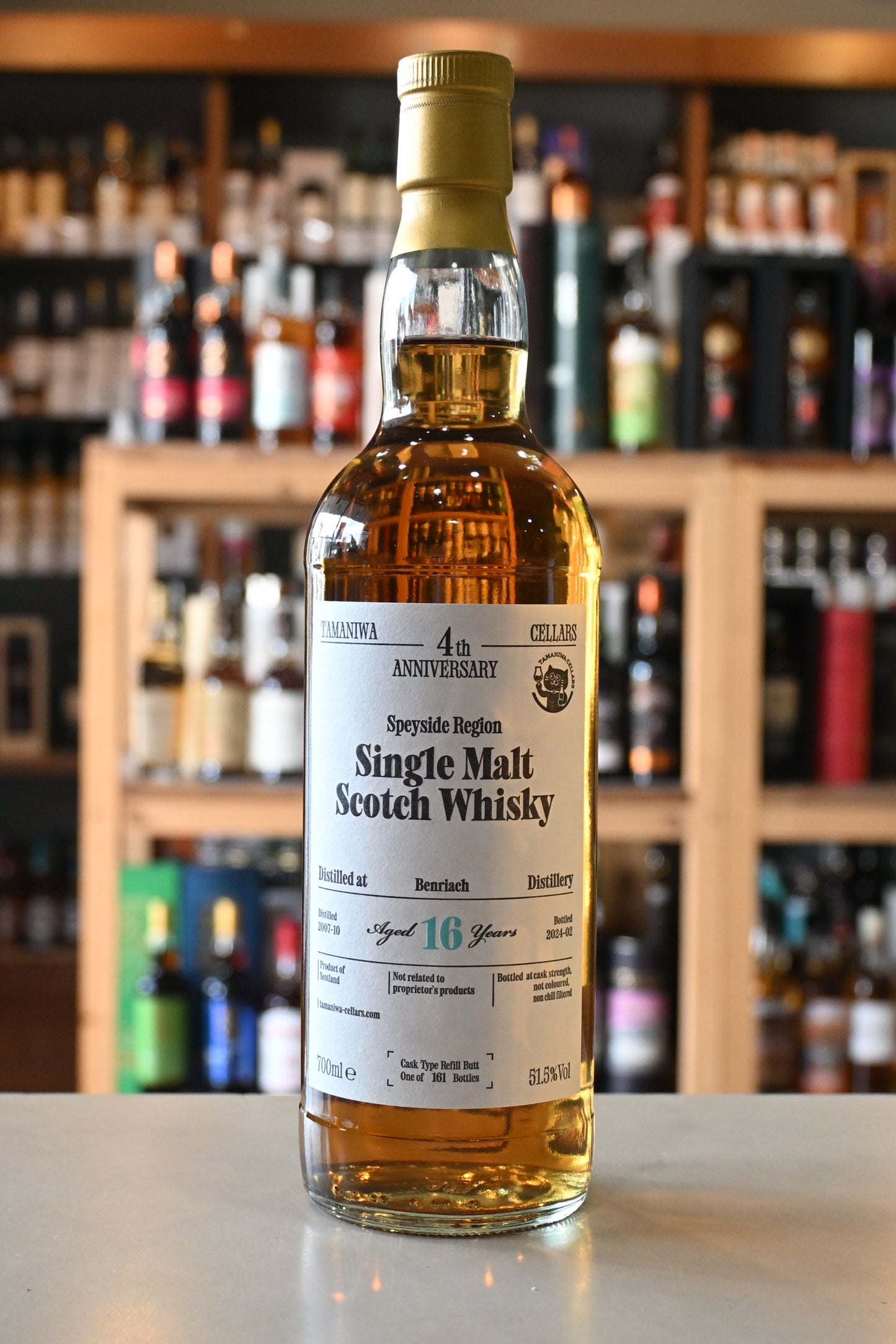たまにわ酒店4周年記念ボトル ベンリアック2007 16年　Refill Butt 51.5%　Benriach Aged 16Years TAMANIWA CELLARS 4th　ANNIVERSARY