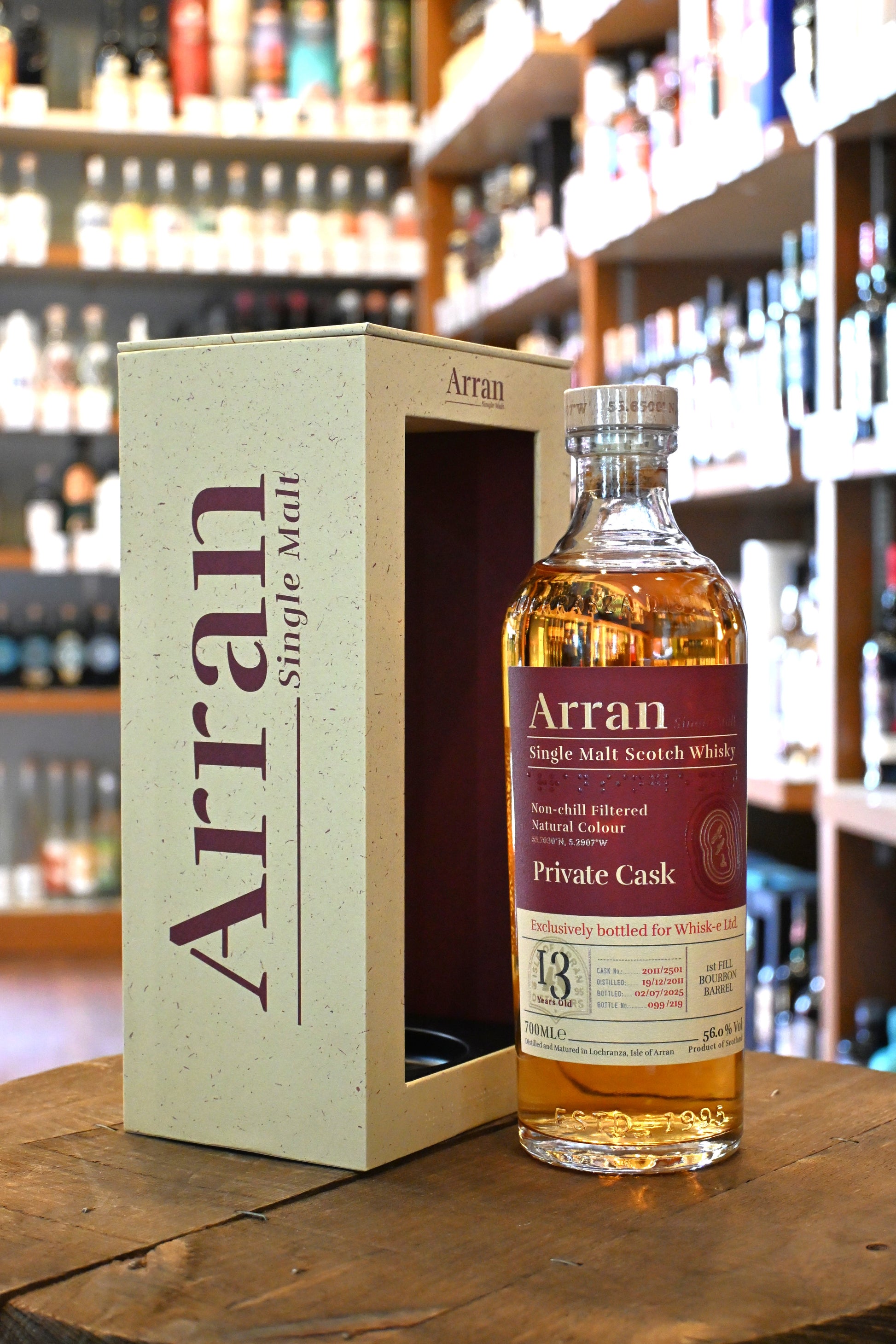 アラン プライベートカスク 13年　エクスクルーシブリー ボトルド フォー ウイスクイー　ARRAN PRIVATE CASK EXCLUSIVELY BOTTOLED FOR Whisk-e AGED 13 YEARS - 北海道根本商店