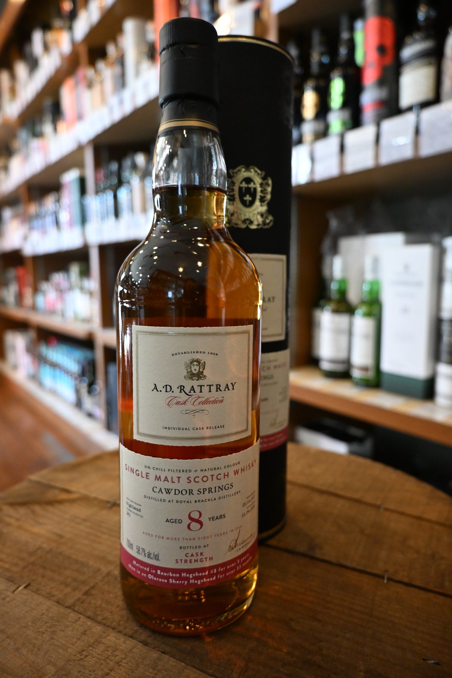 カウダースプリング（ロイヤルブラックラ） 2017 8年 ADラトレー カスクコレクション 　CAWDOR SPRINGS（ROYAL BRACKLA）AGED 8 YEARS 2017 A.D. RATTRAY Cask Collection