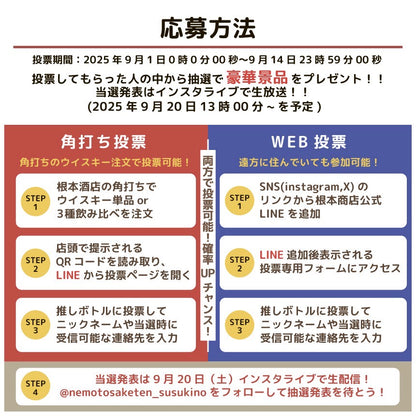 第一回＃推しウイスキー総選挙　ご自宅でも楽しめる「50ml×6種類飲み比べセット」