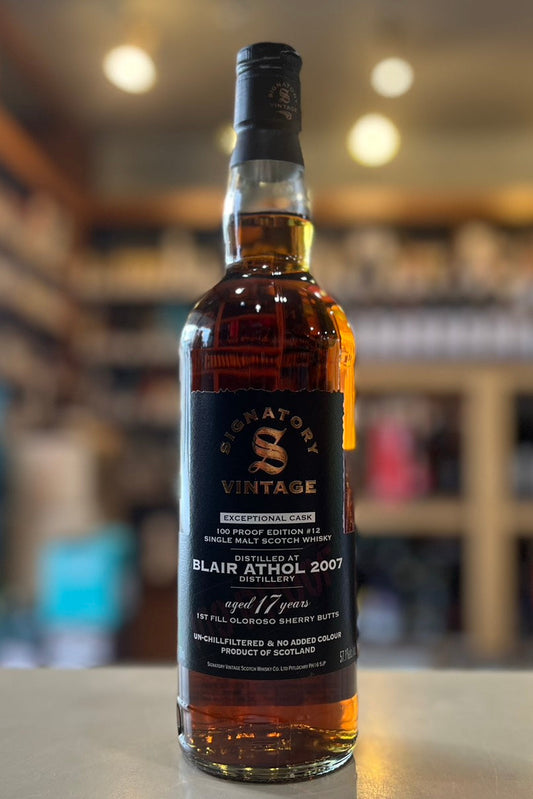 シグナトリー・ヴィンテージ ブレアソール17年 2007  100プルーフ #12 エクセプショナルカスク Signatory Vintage 100 Proof Exceptional cask Blair Athol 2007 aged 17 years #12